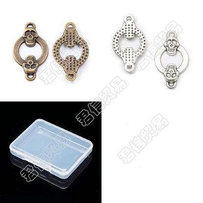 20piezas 2colores estilo tibetano aleación conector encantos, anillo con calavera