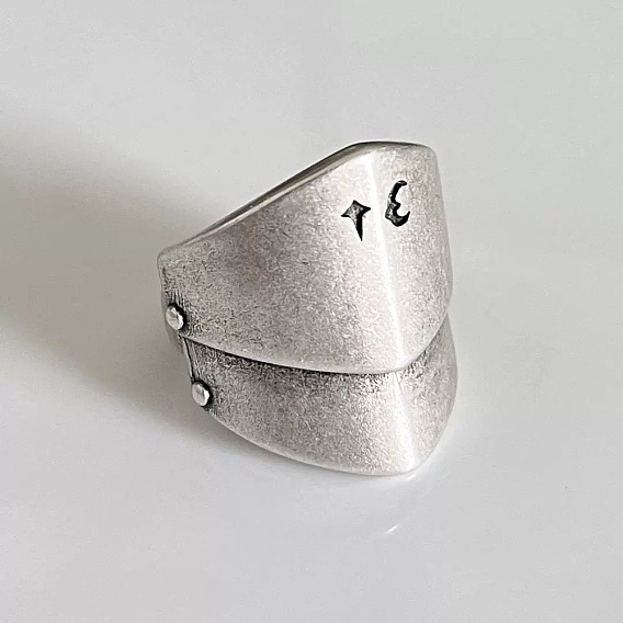 Alloy Cuff Open Rings, Star Moon Pattern