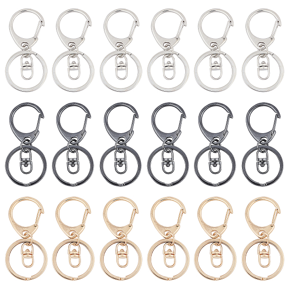 Alloy Keychain Clasp Findings, Snap Clasps, with Iron Rings