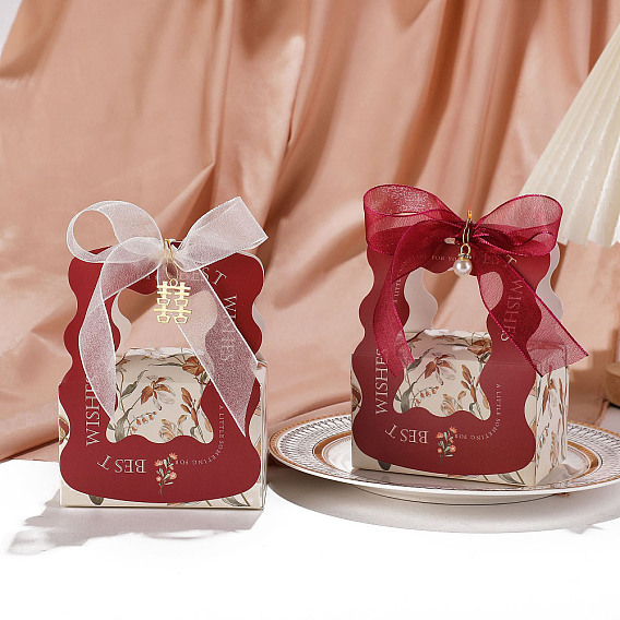 Свадебное платье в европейском стиле, бумажные подарочные коробки для конфет с лентой, складные ящики для хранения на свадьбу, прямоугольные