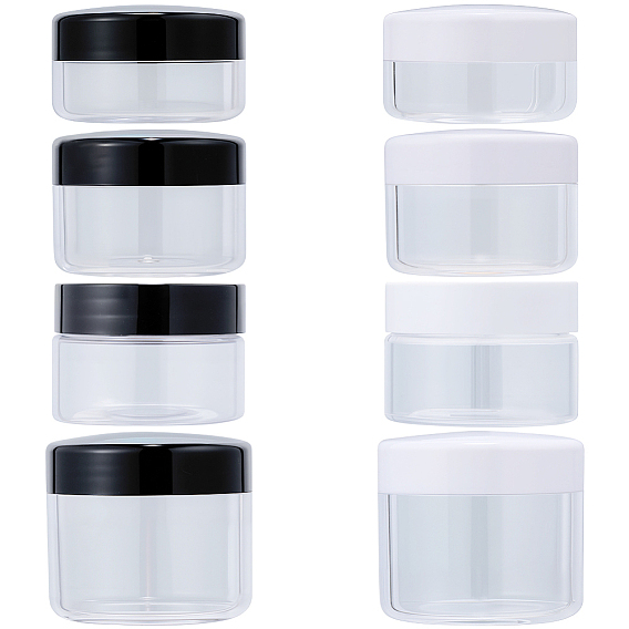 8шт. 4 стилей 2 цветов пластиковая баночка для крема из ПЭТ, многоразовые контейнеры для лосьона, дорожный контейнер с гелем, с колпачком, колонка