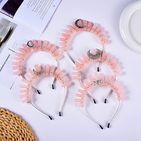 Обручи для волос из натуральных камней, луна, античное серебро