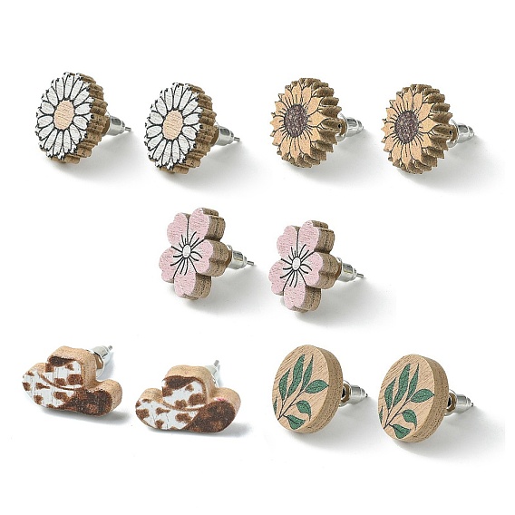 Серьги-гвоздики из тополя, с 316 хирургическим стержнем из нержавеющей стали