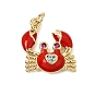 Brass Micro Pave Colorful Cubic Zirconia Pendants, with Enamel, Crab Charms, Rack Plating, Long-Lasting Plated, Cadmium Free & Lead Free, Real 18K Gold Plated