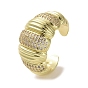 Brass Micro Pave Cubic Zirconia Open Cuff Ring