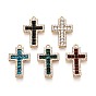 304 подвески из прозрачного кубического циркония из нержавеющей стали, крест прелести, со стеклом, ионное покрытие (ip), реальный 18 k позолоченный