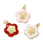 Brass Enamel Pendants, Flower Charms, Rack Plating, Long-Lasting Plated, Real 18K Gold Plated, Lead Free & Cadmium Free