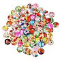Flower Printed Glass Cabochons, Half Round/Dome