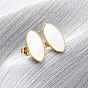 304 серьги-гвоздики из натуральной белой ракушки из нержавеющей стали, овальные, ионное покрытие (ip)