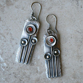 Висячие серьги из сплава со стразами в национальном стиле, прямоугольные