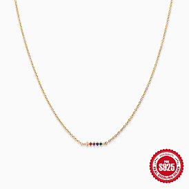 Chic Single-Row Colorful Diamond Silver Necklace for Women