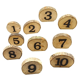 Rustic Wood Slice Table Numbers Cards, for Wedding, Restaurant, Party Decorations, Num 1~10