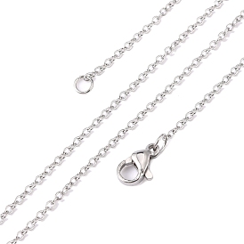 304 Stainless Steel Cable Chain Necklaces, with Lobster Claw Clasps, 17.7 inch(450mm), 1.5mm