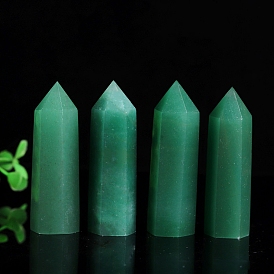 Point Tower Natural Green Aventurine Healing Stone Wands, for Reiki Chakra Meditation Therapy Decos, Hexagonal Prisms