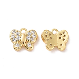 Butterfly Brass Micro Pave Clear Cubic Zirconia Charms, Cadmium Free & Nickel Free & Lead Free