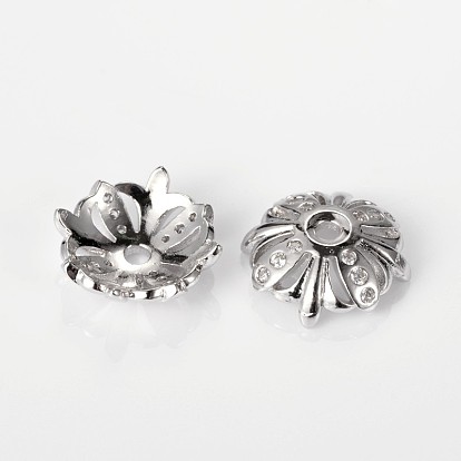4 pétales micro cuivres ouvrent zircons bouchons fleur de perles, sans cadmium et sans nickel et sans plomb