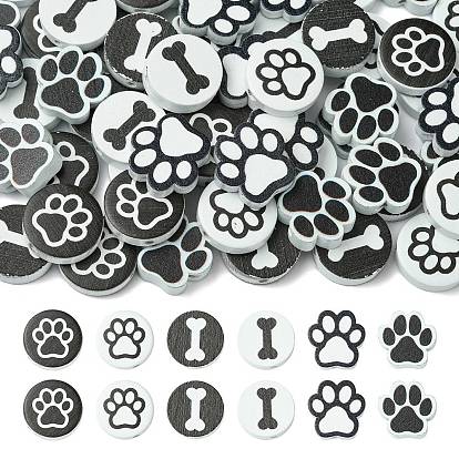 60 шт. 6 стили деревянные европейские бусины с рисунком собачьей кости, бусины с большим отверстием