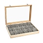 Wooden Pendant Presentation Boxes, with Glass, 18 Grids Stackable Pendant Jewelry Display Tray with Transparent Lid, Rectangle