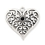 Tibetan Style Alloy Pendant Rhinestone Settings, Heart