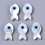 Natural White Shell Mother of Pearl Shell Beads, with Synthetic Turquoise, Fish with Evil Eye