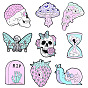 Pink Cartoon Skull Butterfly Alloy Brooch Pin for Halloween Costume Accessories