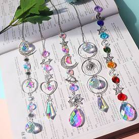 Iron Big Pendant Decorations, Hanging Sun Catchers, K9 Crystal Glass, with Alloy Findings, for Garden, Wedding, Lighting Ornament