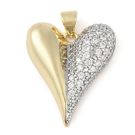 Brass Micro Pave Cubic Zirconia Pendants, Heart