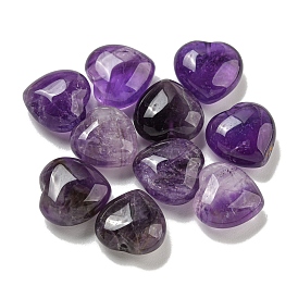 Natural Amethyst Beads, Half Drilled, Heart