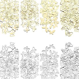 240 piezas 8 estilo 201 dijes de acero inoxidable, Corte con laser, hueco, mariposa