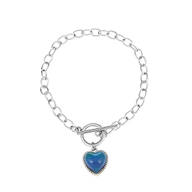 Resin Heart Charm Bracelet with Alloy Cable Chains for Women
