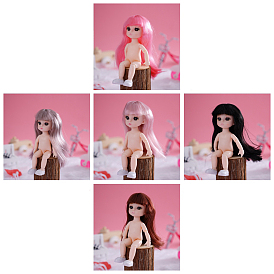 Plastic Girl Action Figure Body, with Bangs Long Straight Hairstyle, for BJD Doll Accessories Marking