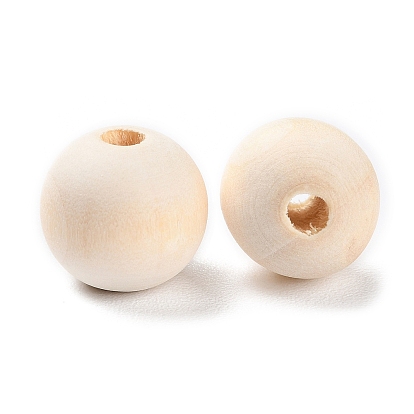 Natural Wood Beads, Undyed, Unfinished Wood, Round
