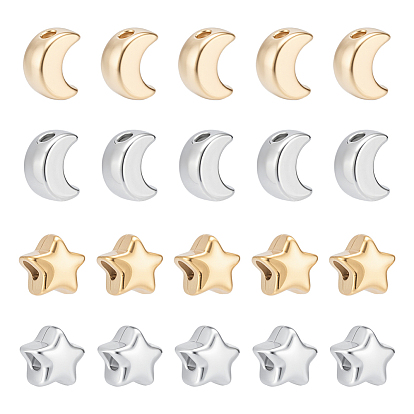 20 шт 4 стили 304 бусины из нержавеющей стали, звезда и луна