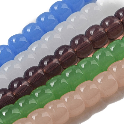 Imitation Jade Glass Beads Strands, Barrel