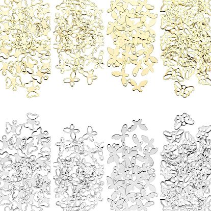 240 piezas 8 estilo 201 dijes de acero inoxidable, Corte con laser, hueco, mariposa