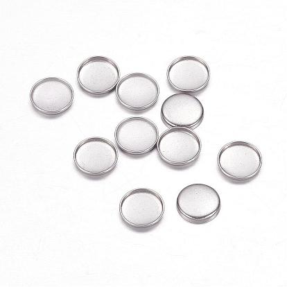 304 Stainless Steel Plain Edge Bezel Cups, Cabochon Settings, Flat Round