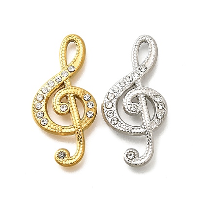 304 подвески из нержавеющей стали, со стразами, ионное покрытие (ip), музыкальная нота