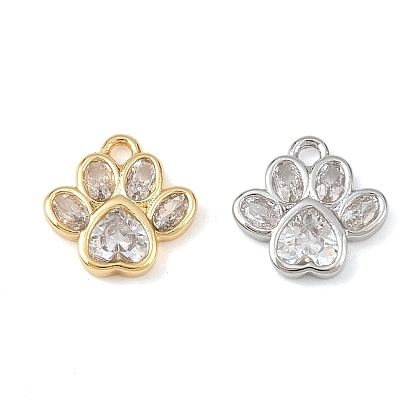Латунные микропаве прозрачные кубические циркониевые подвески, отпечаток лапы, без кадмия, без никеля и без свинца