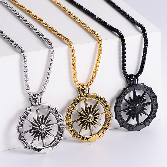 Модный стиль хип-хоп 304 подвеска в виде солнечного компаса из нержавеющей стали, мужские украшения