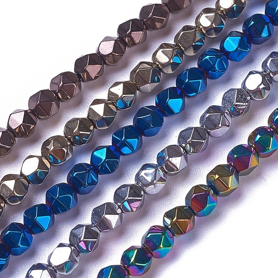 Electroplate Non-magnetic Synthetic Hematite Beads Strands, Faceted, Round