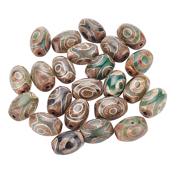 Tibetan Style dZi Beads, Natural Agate Beads, Dyed & Heated, Oval