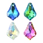 4шт 4 цветные стеклянные подвески с гальваническим покрытием, посеребренные дно, граненые, кленовый лист подвески