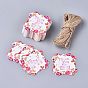 Floral Pattern Paper Gift Tags, Hang Tags, with Jute Twine, Square