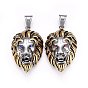 304 подвески из нержавеющей стали, со стразами, голова льва, старинное серебро и античный золотой