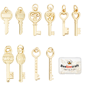 20шт. 5 подвески из латуни и сплава, долговечный, долговечный, с целью перехода в кольце, ключ