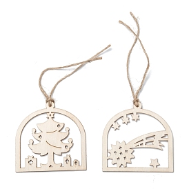 DIY Hollow Out Graffiti Poplar Wood, Christmas Theme Pendant Decorations