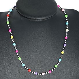 Bohemian Style Colorful Beaded Necklace for Women, Vintage Black and White Choker Jewelry