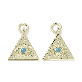 Brass Micro Pave Cubic Zirconia Pendants, with Enamel and Jump Ring, Triangle Charms