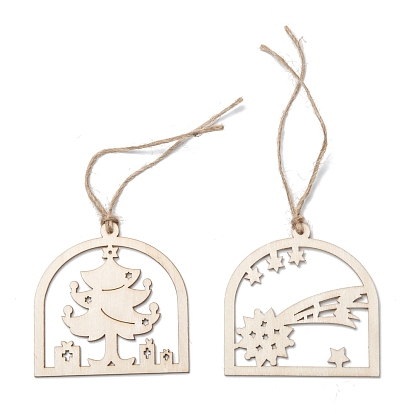 DIY Hollow Out Graffiti Poplar Wood, Christmas Theme Pendant Decorations