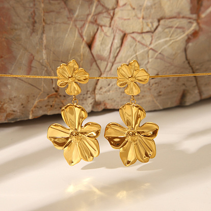 Модные 304 серьги-гвоздики с цветком из нержавеющей стали